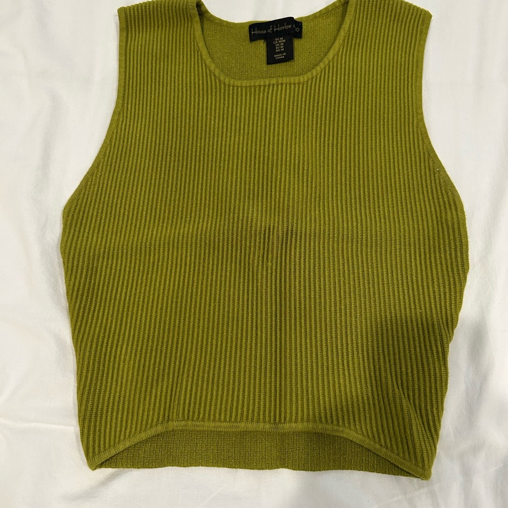 House of Harlow 1960 Chartreuse Ribbed Tank Top